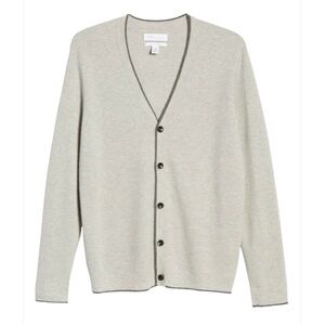 Nordstrom Signature 100% Cashmere Long Oversized Sm Cardigan Sweater Gray Button